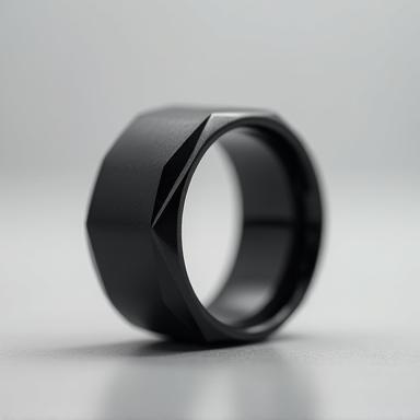 The Apex Tungsten Ring, a bold, dark, minimalist ring